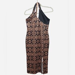 SHEIN Strapless Geometric Dress - Black and Tan